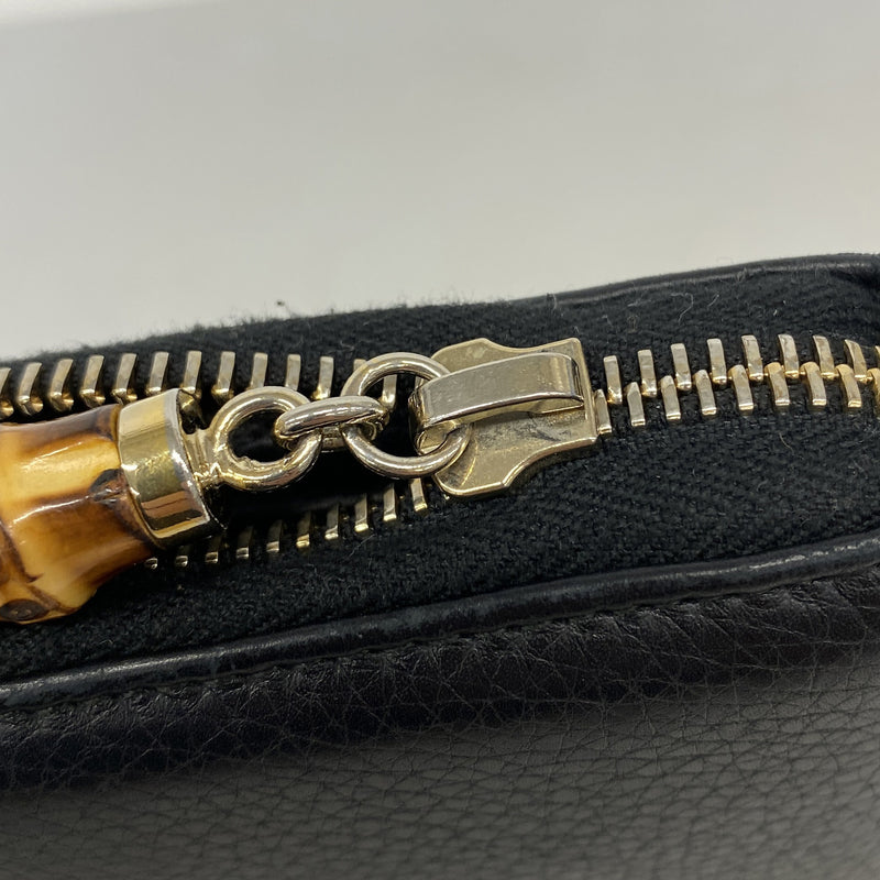 【6ib1800】グッチ 長財布 バンブー 307984 レザー ブラック ゴールド金具【中古】レディース
