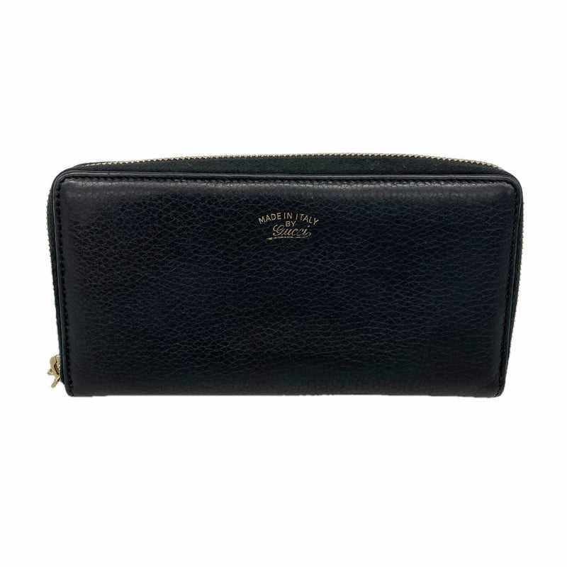 【6ib1800】グッチ 長財布 バンブー 307984 レザー ブラック ゴールド金具【中古】レディース