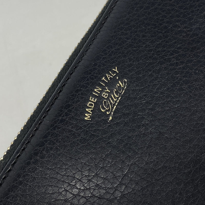 【6ib1800】グッチ 長財布 バンブー 307984 レザー ブラック ゴールド金具【中古】レディース