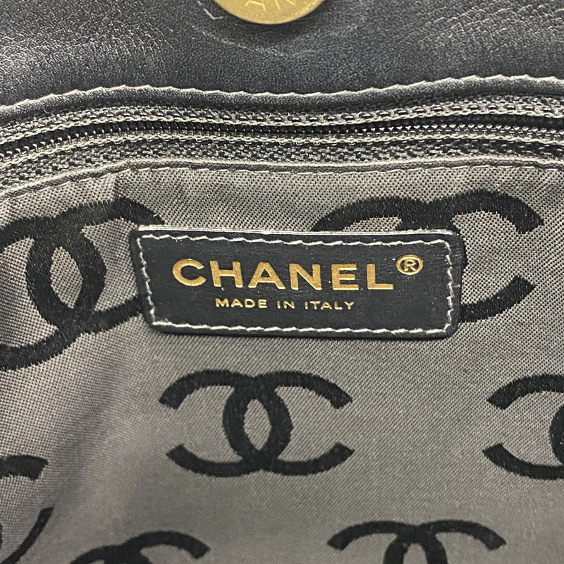 【6ib1801】シャネル ハンドバッグ ワイルドステッチ レザー ブラック ゴールド金具【中古】レディース