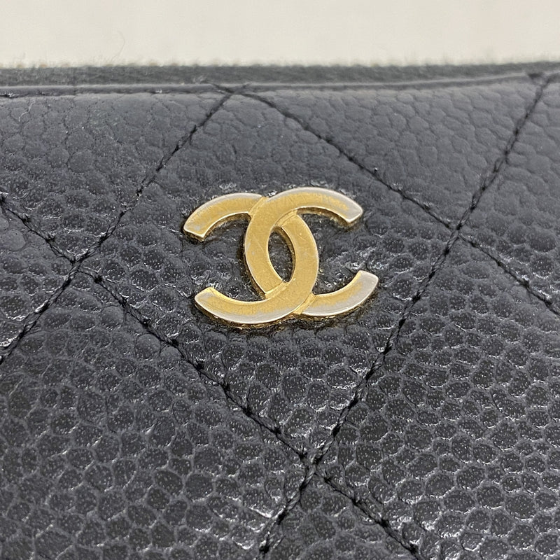 【6ib1816】シャネル 長財布 マトラッセ キャビアスキン ブラック ゴールド金具【中古】レディース