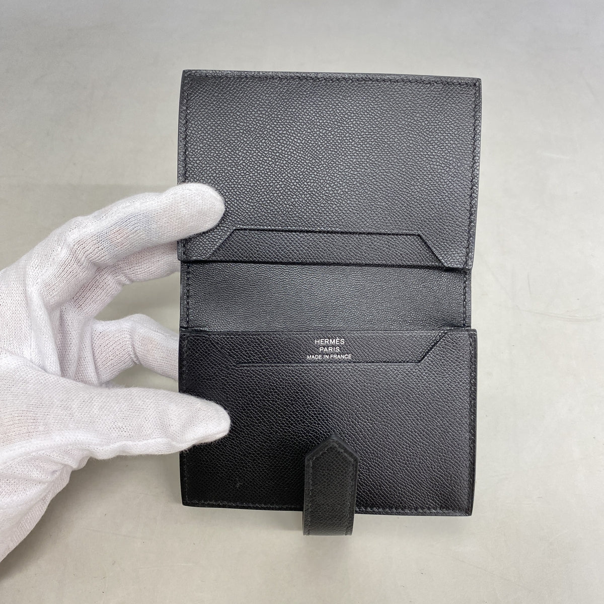 【6ib1817】エルメス カードケース ベアンミニモノクローム ヴォーマダム ソーブラック K刻印【中古】メンズ レディース ユニセックス