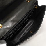 【6ib1822】シャネル ショルダーバッグ デカマトラッセ Wチェーン ラムスキン ブラック ゴールド金具【中古】レディース