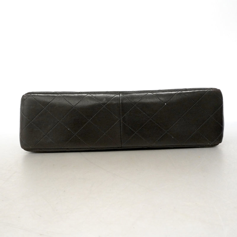 【6ib1822】シャネル ショルダーバッグ デカマトラッセ Wチェーン ラムスキン ブラック ゴールド金具【中古】レディース