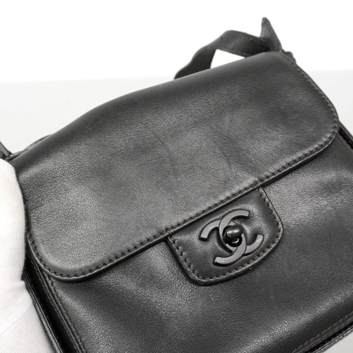 【6ib1823】シャネル ショルダーバッグ ラムスキン ブラック【中古】レディース