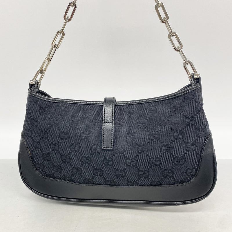 【6ib1862】グッチ ショルダーバッグ GGキャンバス/ジャッキー 001 4032 キャンバス ブラック シルバー金具【中古】レディース