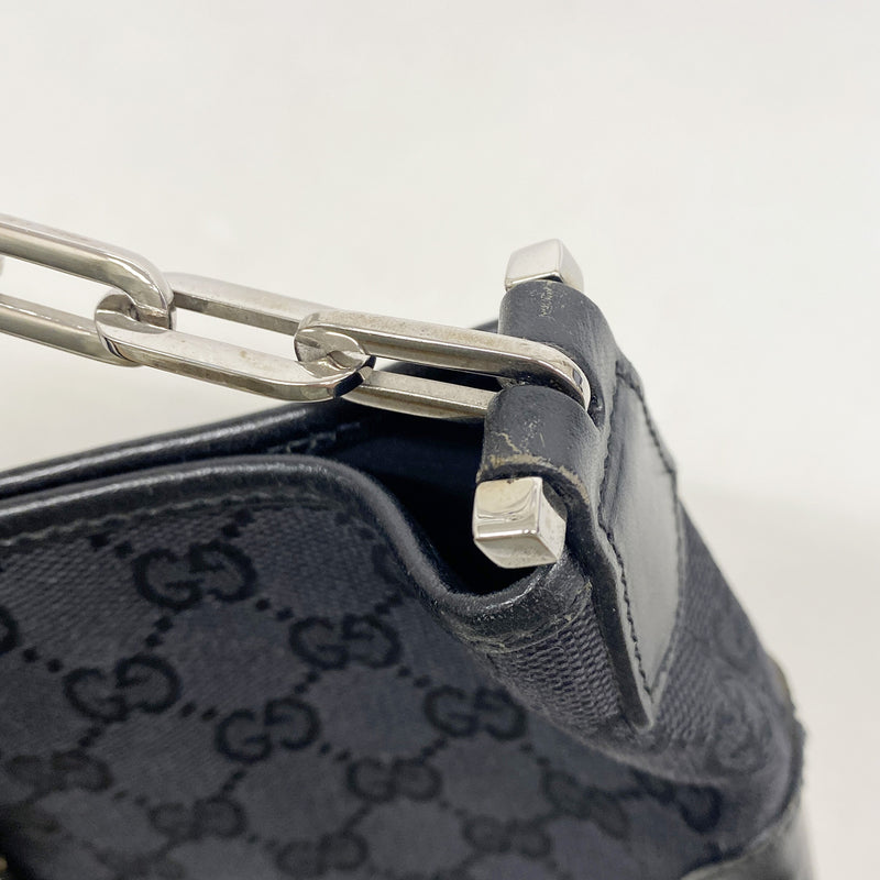 【6ib1862】グッチ ショルダーバッグ GGキャンバス/ジャッキー 001 4032 キャンバス ブラック シルバー金具【中古】レディース