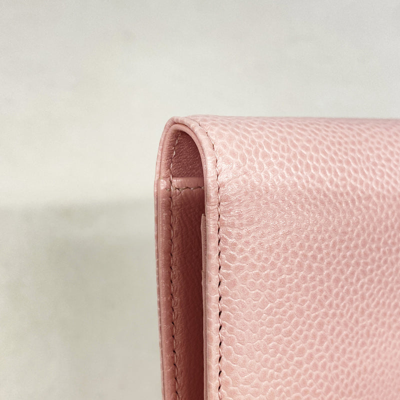 【6ib1865】シャネル 長財布 キャビアスキン ピンク シルバー金具【中古】レディース
