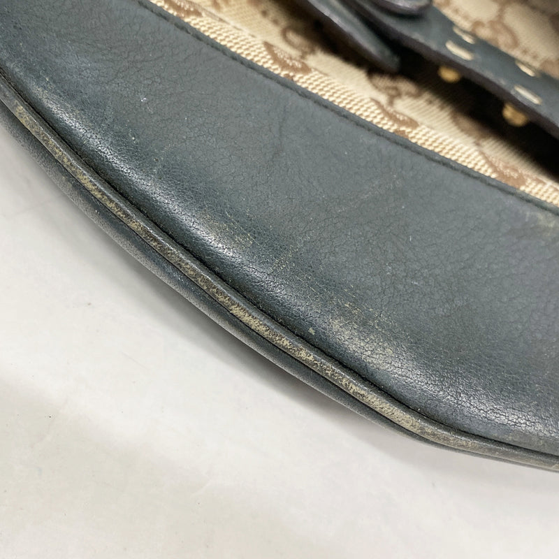 【6ib1881】グッチ ショルダーバッグ GGキャンバス ホースビット 146249 キャンバス ブラウン グリーン ゴールド金具【中古】レディース