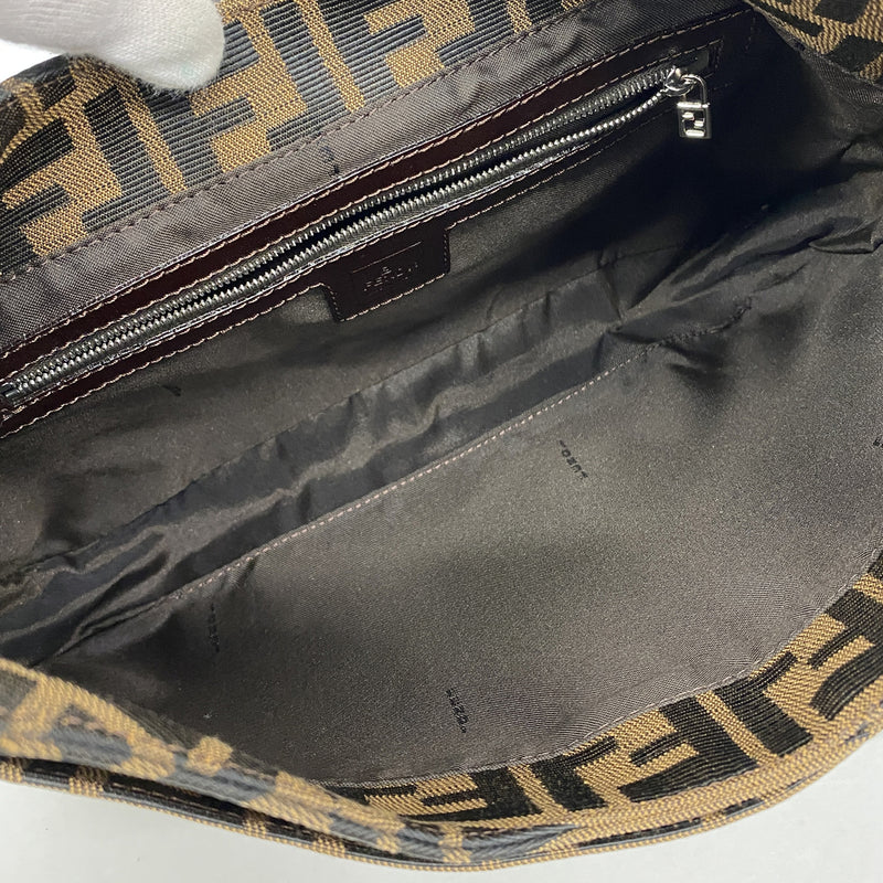 【6ib1896】フェンディ ハンドバッグ ズッカ ナイロンキャンバス ブラウン シルバー金具【中古】レディース