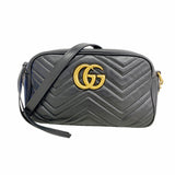 【6ib1917】グッチ ショルダーバッグ GGマーモント 447632 レザー ブラック ゴールド金具【中古】レディース