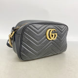【6ib1917】グッチ ショルダーバッグ GGマーモント 447632 レザー ブラック ゴールド金具【中古】レディース