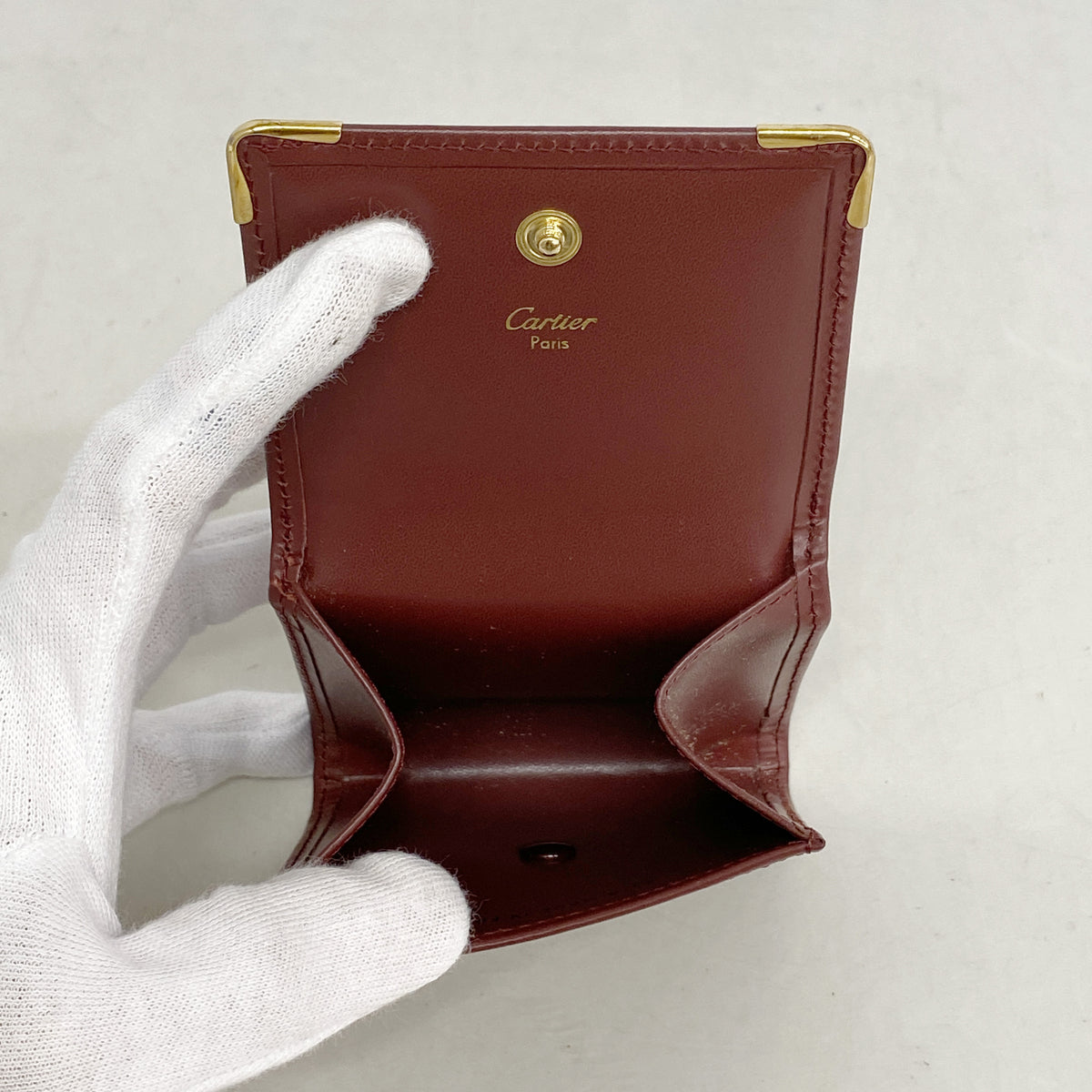 【6ib1935】カルティエ コインケース マスト レザー ボルドー ゴールド金具【中古】メンズ レディース ユニセックス
