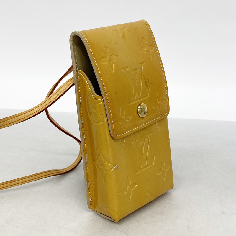 【6ib1941】ルイヴィトン シガレットケース ヴェルニ グリーン M91048 ベージュ【中古】レディース