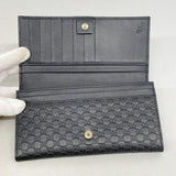 【6ib1944】グッチ 長財布 マイクログッチシマ 449396 レザー ブラック シャンパンゴールド金具【中古】レディース
