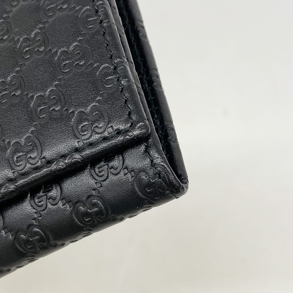 【6ib1944】グッチ 長財布 マイクログッチシマ 449396 レザー ブラック シャンパンゴールド金具【中古】レディース