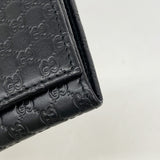 【6ib1944】グッチ 長財布 マイクログッチシマ 449396 レザー ブラック シャンパンゴールド金具【中古】レディース