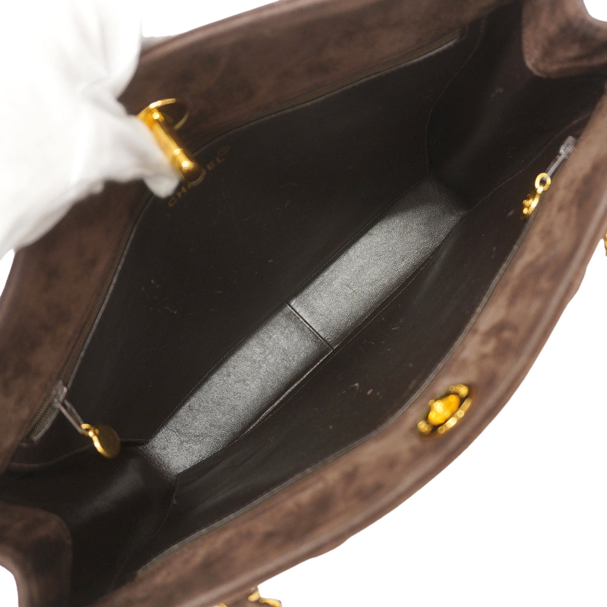 【6ib1947】シャネル ショルダーバッグ マトラッセ デカココ スウェード ブラウン ゴールド金具【中古】レディース