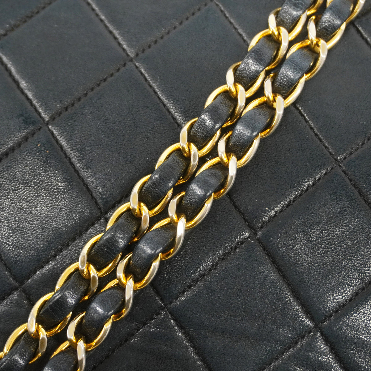 【6ib1948】シャネル ショルダーバッグ ダイアナ チェーンショルダー ラムスキン ブラック ゴールド金具【中古】レディース