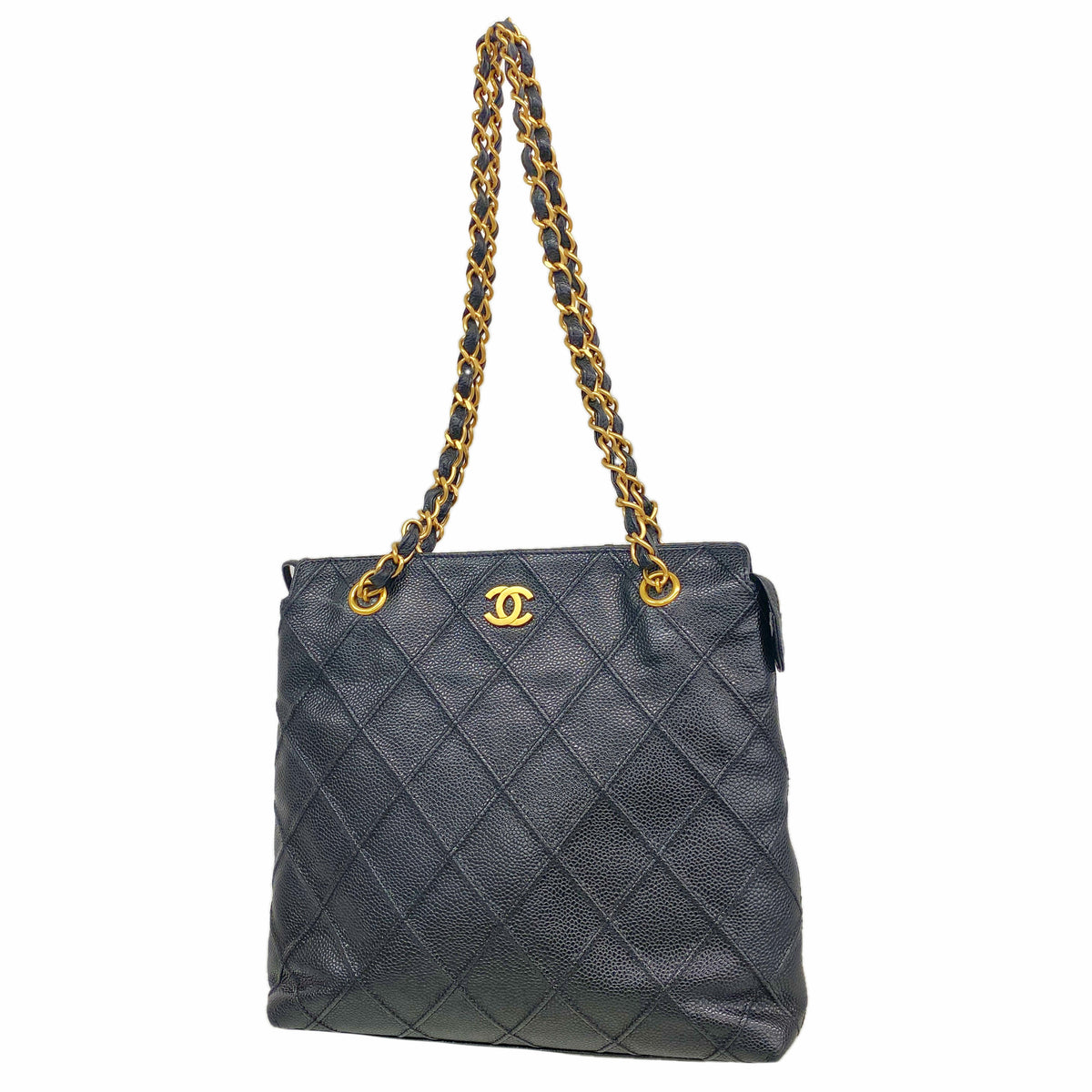 【6ib1952】シャネル ショルダーバッグ キャビアスキン ブラック ゴールド金具【中古】レディース