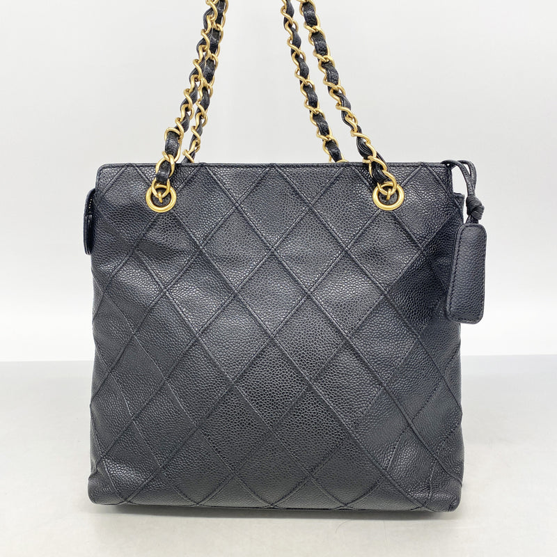 【6ib1952】シャネル ショルダーバッグ キャビアスキン ブラック ゴールド金具【中古】レディース