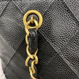 【6ib1952】シャネル ショルダーバッグ キャビアスキン ブラック ゴールド金具【中古】レディース