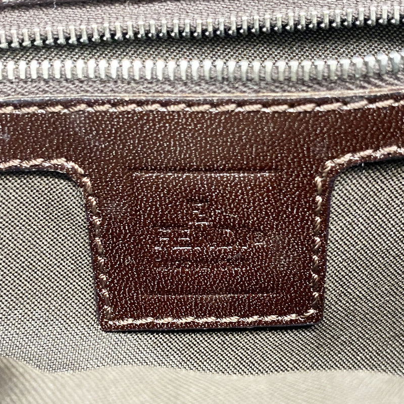 【6ib1953】フェンディ ハンドバッグ ズッカ マンマバケット ナイロンキャンバス ブラウン シルバー金具【中古】レディース
