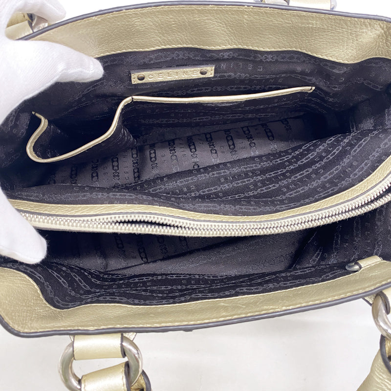 【6ib1954】セリーヌ ハンドバッグ ブギー レザー シャンパンゴールド シルバー金具【中古】レディース