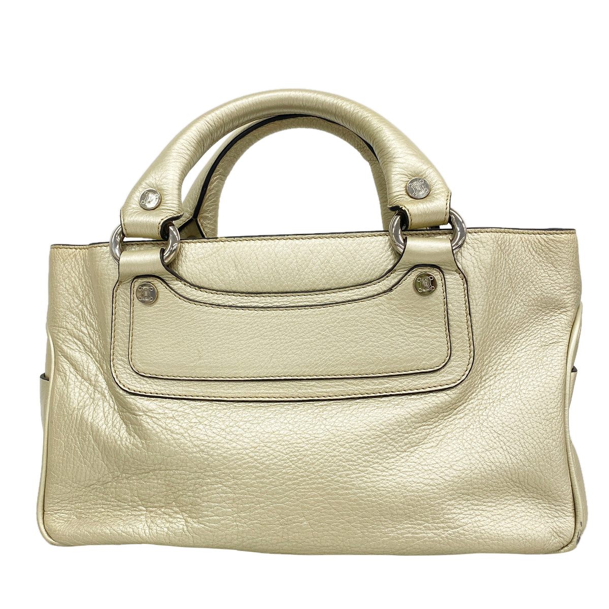【6ib1954】セリーヌ ハンドバッグ ブギー レザー シャンパンゴールド シルバー金具【中古】レディース