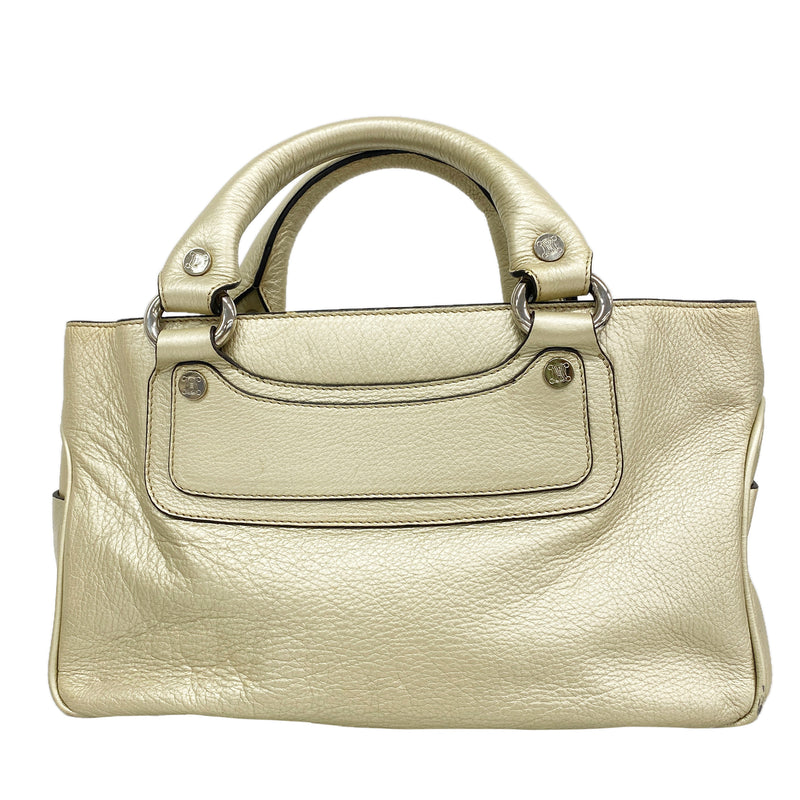 【6ib1954】セリーヌ ハンドバッグ ブギー レザー シャンパンゴールド シルバー金具【中古】レディース
