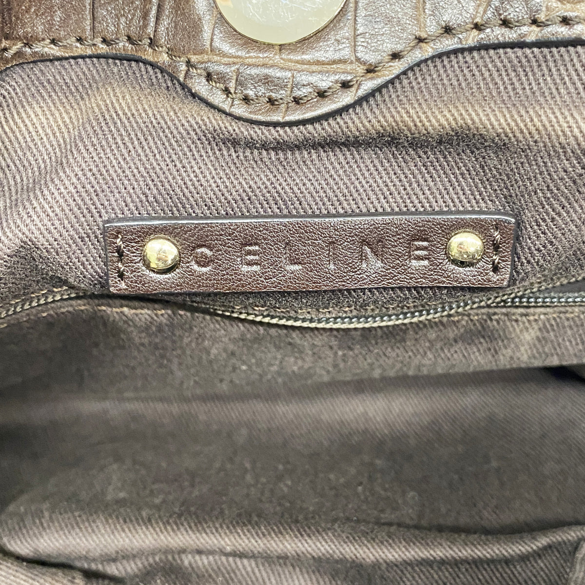 【6ib1955】セリーヌ ハンドバッグ マカダム ナイロンキャンバス ブラウン シャンパンゴールド金具 2wayバッグ【中古】レディース