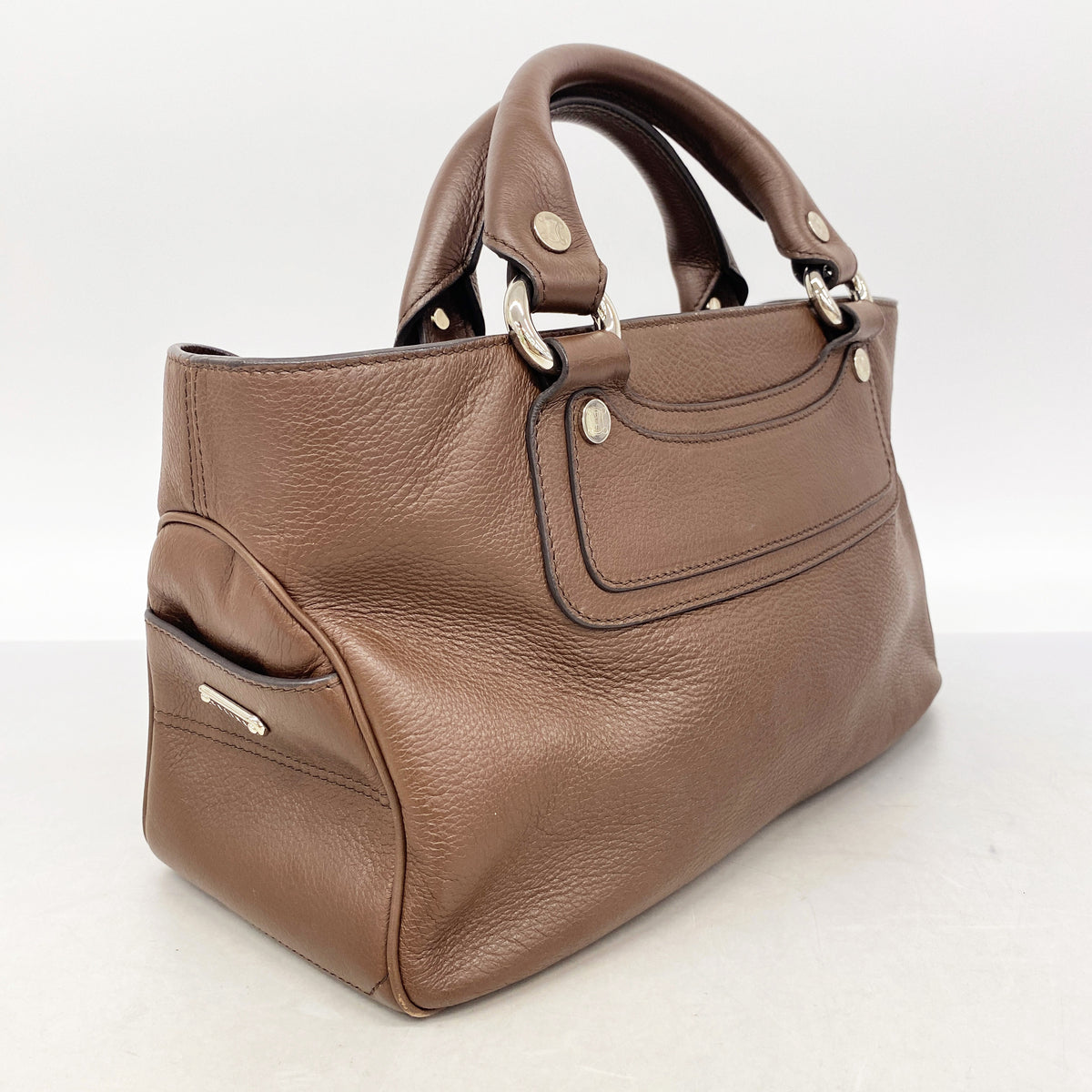 【6ib1956】セリーヌ ハンドバッグ ブギー レザー ブラウン シルバー金具【中古】レディース
