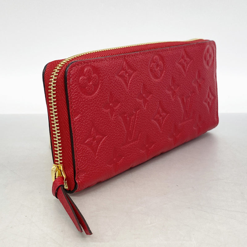 【6ib1961】ルイヴィトン 長財布 モノグラム・アンプラント ポルトフォイユクレマンス M63698 スカーレット【中古】レディース