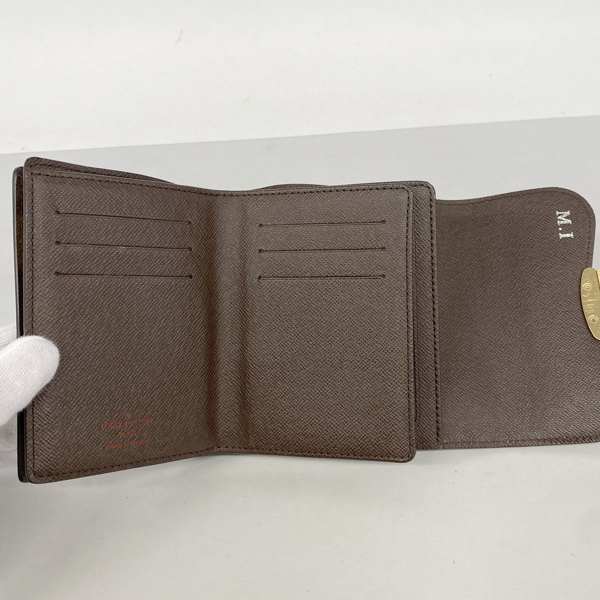 【6ib2036】ルイヴィトン 三つ折り財布 ダミエ ポルトフォイユジョイ N60034 エベヌ【中古】レディース