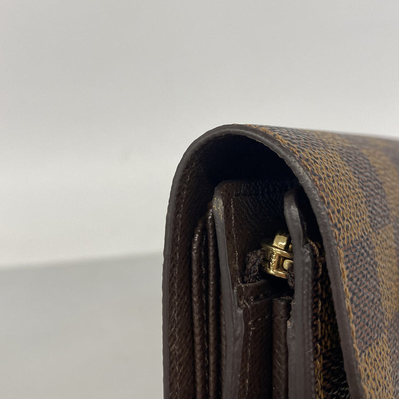 【6ib2036】ルイヴィトン 三つ折り財布 ダミエ ポルトフォイユジョイ N60034 エベヌ【中古】レディース