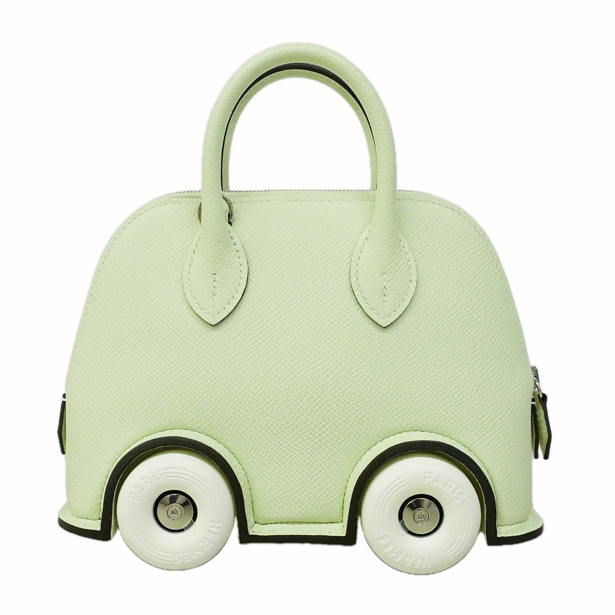 【6ib2044-e-g】エルメス ハンドバッグ ボリードオンホイールズミニ ヴォーエプソン ヴェールフィズ シルバー金具 B刻印【中古】レディース