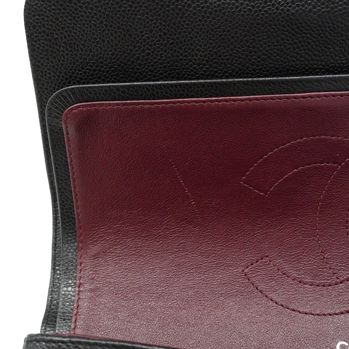 【6ib2047】シャネル ショルダーバッグ デカマトラッセ Wフラップ Wチェーン キャビアスキン ブラック シルバー金具【中古】レディース