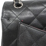 【6ib2047】シャネル ショルダーバッグ デカマトラッセ Wフラップ Wチェーン キャビアスキン ブラック シルバー金具【中古】レディース