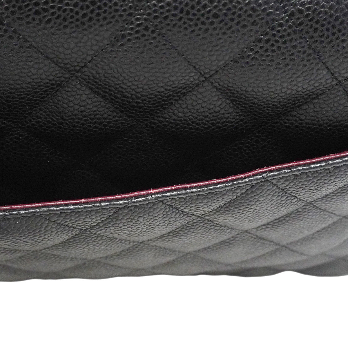 【6ib2047】シャネル ショルダーバッグ デカマトラッセ Wフラップ Wチェーン キャビアスキン ブラック シルバー金具【中古】レディース