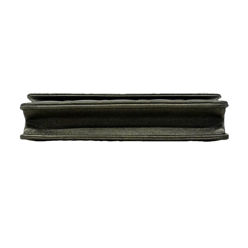 【6ib2052】シャネル ショルダーウォレット マトラッセ チェーンショルダー ラムスキン グレー シルバー金具【中古】レディース