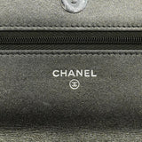 【6ib2052】シャネル ショルダーウォレット マトラッセ チェーンショルダー ラムスキン グレー シルバー金具【中古】レディース