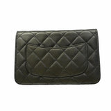 【6ib2052】シャネル ショルダーウォレット マトラッセ チェーンショルダー ラムスキン グレー シルバー金具【中古】レディース