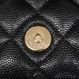 【6ib2053】シャネル ショルダーバッグ マトラッセ チェーンショルダー キャビアスキン ブラック シャンパンゴールド金具【中古】レディース