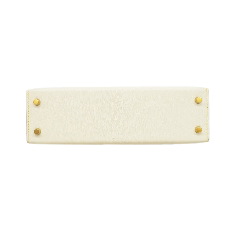 【6ib2057-g】エルメス ハンドバッグ ミニケリー2 シェブルミゾル ナタ/ライム ゴールド金具 W刻印 SPO【中古】レディース