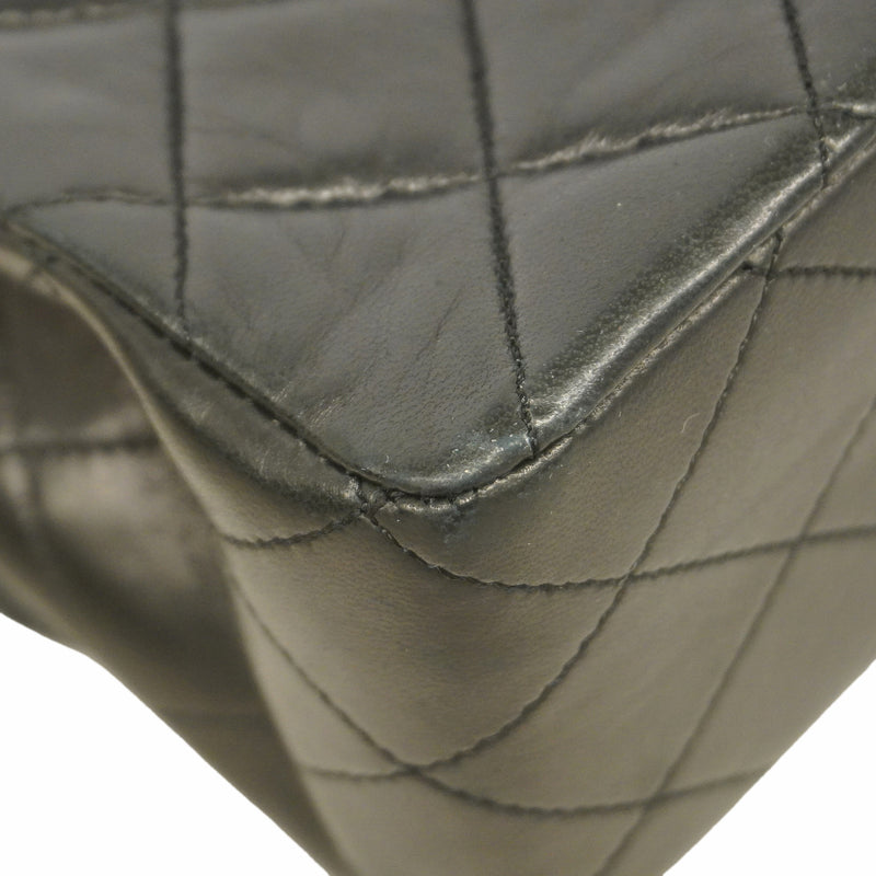 【6ib2061】シャネル ショルダーバッグ マトラッセ Wフラップ Wチェーン ラムスキン ブラック ゴールド金具【中古】レディース