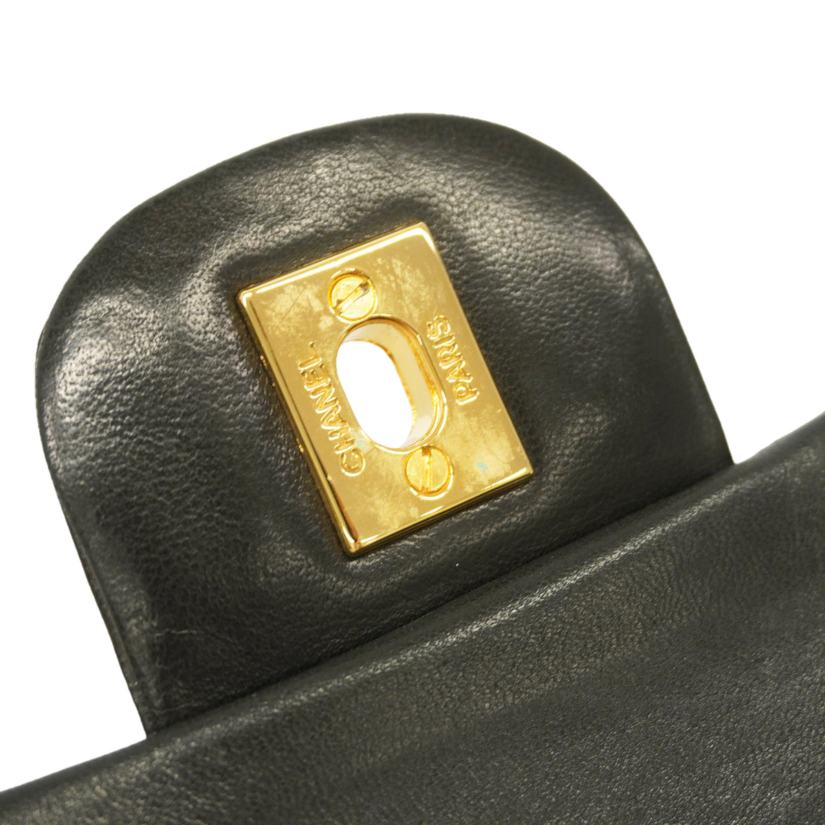 【6ib2061】シャネル ショルダーバッグ マトラッセ Wフラップ Wチェーン ラムスキン ブラック ゴールド金具【中古】レディース