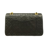 【6ib2062】シャネル ショルダーバッグ マトラッセ Wフラップ Wチェーン ラムスキン ブラック ゴールド金具【中古】レディース