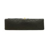 【6ib2062】シャネル ショルダーバッグ マトラッセ Wフラップ Wチェーン ラムスキン ブラック ゴールド金具【中古】レディース