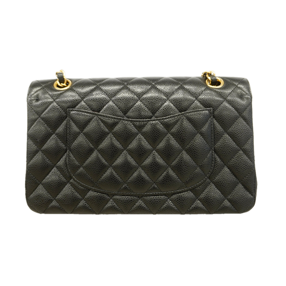 【6ib2063】シャネル ショルダーバッグ マトラッセ Wフラップ Wチェーン キャビアスキン ブラック ゴールド金具【中古】レディース