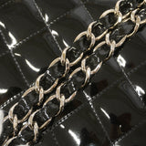 【6ib2069】シャネル ショルダーバッグ デカマトラッセ Wチェーン パテントレザー ブラック シルバー金具【中古】レディース
